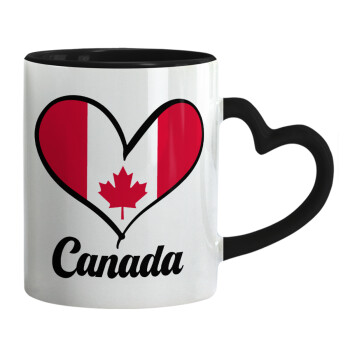 Canada flag, Mug heart black handle, ceramic, 330ml