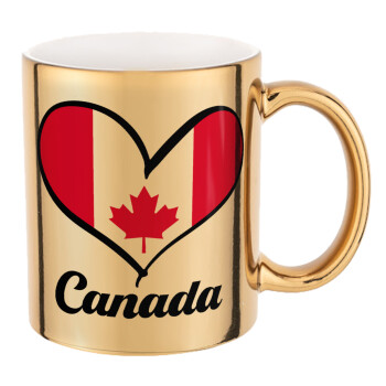 Canada flag, Mug ceramic, gold mirror, 330ml