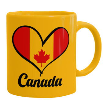 Canada flag, Κούπα, κεραμική κίτρινη, 330ml (1 τεμάχιο)