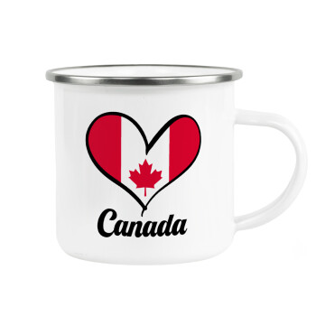 Canada flag, Metallic enamel cup white 360ml