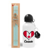 Easter Set, metallic aluminum water bottle (500ml) & scented flat candle (30cm) (TURQUOISE)