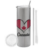 Eco friendly stainless steel Silver tumbler 600ml, with metal straw & cleaning brush