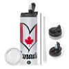 Travel Tumbler 2 Lids, with metal straw & cleaning brush (Stainless steel 304 Food grade, BPA free, 600ml)