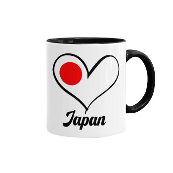 Japan flag, Mug colored black, ceramic, 330ml