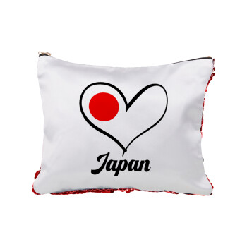 Japan flag, Red sequin cosmetic bag