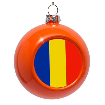 Romania flag, Orange Christmas tree ornament bauble 8cm