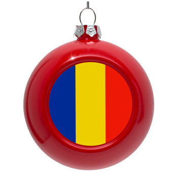 Romania flag, Red Christmas tree ornament bauble 8cm