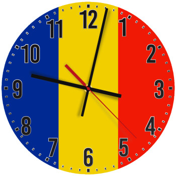 Romania flag, Ρολόι τοίχου ξύλινο (30cm)