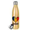 Glitter gold stainless steel thermos bottle, double-walled, 500ml