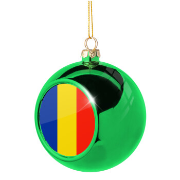 Romania flag, Green Christmas tree ornament ball 8cm