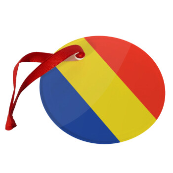 Romania flag, Στολίδι Χριστουγεννιάτικο στολίδι γυάλινο 9cm