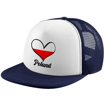 Poland flag, Children's Soft Trucker Cap with Dark Blue/White Mesh (POLYESTER, CHILDREN, ONE SIZE)