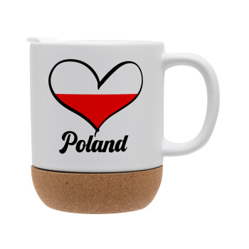 Poland flag, Ceramic coffee mug Cork (MAT), 330ml (1pcs)