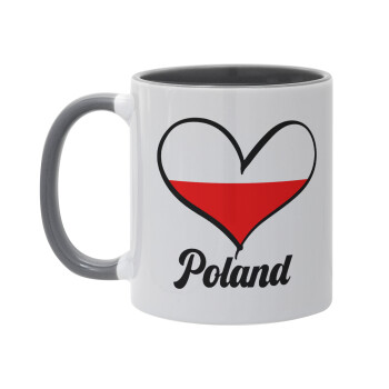 Poland flag, Mug colored grey, ceramic, 330ml