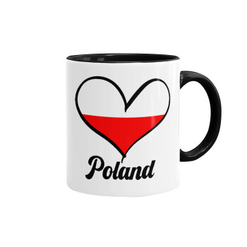 Poland flag, Mug colored black, ceramic, 330ml