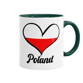 Poland flag, Mug colored green, ceramic, 330ml