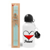 Easter Set, metallic aluminum water bottle (500ml) & scented flat candle (30cm) (TURQUOISE)