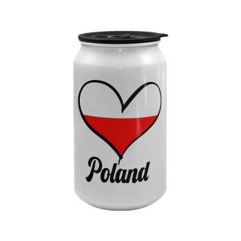 Poland flag, Κούπα ταξιδιού μεταλλική με καπάκι (tin-can) 500ml
