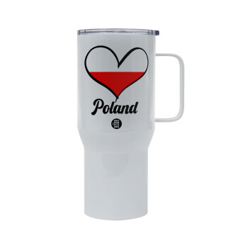 Poland flag, Mega Stainless steel Tumbler with lid, double wall 750L