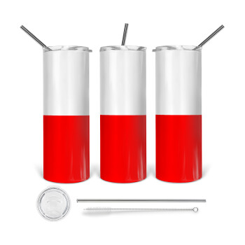 Poland flag, 360 Eco friendly stainless steel tumbler 600ml, with metal straw & cleaning brush