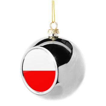 Poland flag, Silver 8cm Christmas tree ball ornament