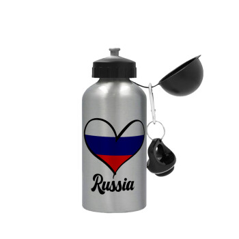 Russia flag, Metallic water jug, Silver, aluminum 500ml