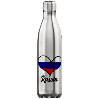 Russia flag, Inox (Stainless steel) hot metal mug, double wall, 750ml