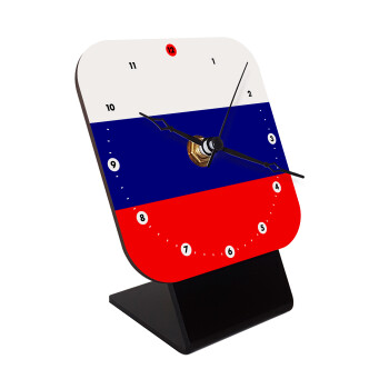 Russia flag, Επιτραπέζιο ρολόι ξύλινο με δείκτες (10cm)