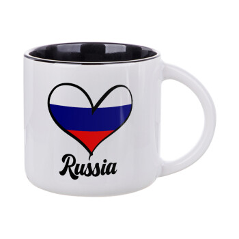 Russia flag, Κούπα κεραμική 400ml Λευκή/Μαύρη