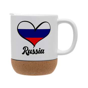 Russia flag, Ceramic coffee mug Cork (MAT), 330ml (1pcs)