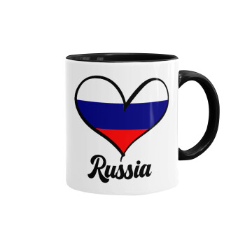 Russia flag, Mug colored black, ceramic, 330ml