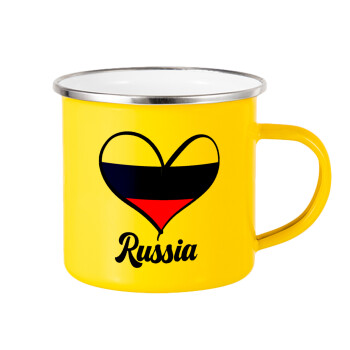 Russia flag, Yellow Enamel Metallic Cup 360ml