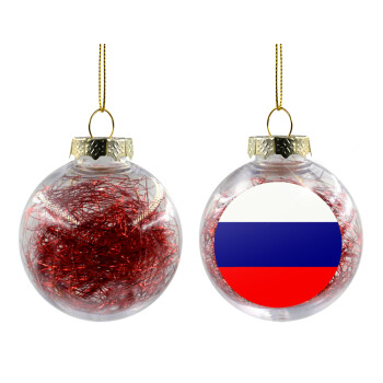 Russia flag, Transparent Christmas tree ball ornament with red filling 8cm