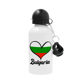 Bulgaria flag, Metal water bottle, White, aluminum 500ml