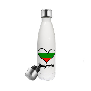 Bulgaria flag, Metal mug thermos White (Stainless steel), double wall, 500ml