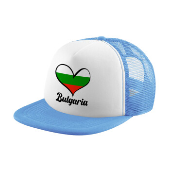 Bulgaria flag, Καπέλο παιδικό Soft Trucker με Δίχτυ ΓΑΛΑΖΙΟ/ΛΕΥΚΟ (POLYESTER, ΠΑΙΔΙΚΟ, ONE SIZE)