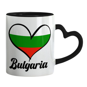 Bulgaria flag, Mug heart black handle, ceramic, 330ml