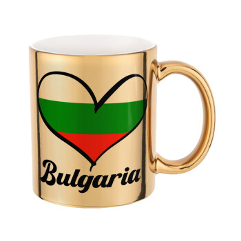 Bulgaria flag, Mug ceramic, gold mirror, 330ml