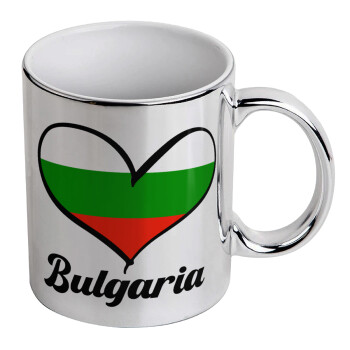 Bulgaria flag, Mug ceramic, silver mirror, 330ml