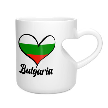Bulgaria flag, Κούπα καρδιά λευκή, κεραμική, 330ml