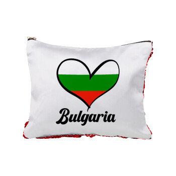 Bulgaria flag, Red sequin cosmetic bag