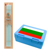 Easter Set, children's snack container BLUE & Easter aromatic flat candle (30cm) (TURQUOISE)