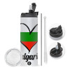 Travel Tumbler 2 Lids, with metal straw & cleaning brush (Stainless steel 304 Food grade, BPA free, 600ml)