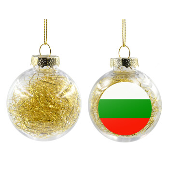 Bulgaria flag, Transparent Christmas tree ball ornament with gold filling 8cm