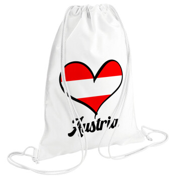 Austria flag, Backpack pouch GYMBAG white (28x40cm)