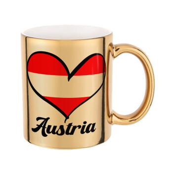 Austria flag, Mug ceramic, gold mirror, 330ml