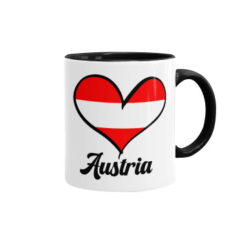 Austria flag, Mug colored black, ceramic, 330ml