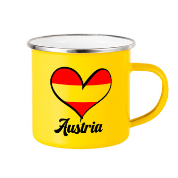 Austria flag, Yellow Enamel Metallic Cup 360ml