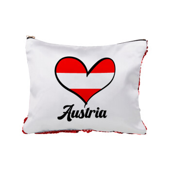 Austria flag, Red sequin cosmetic bag