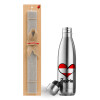 Easter Set, metallic stainless thermos flask (500ml) & scented flat Easter candle (30cm) (GRAY)